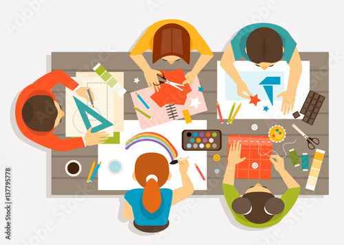 Creative workshop for children. Vector illustration
