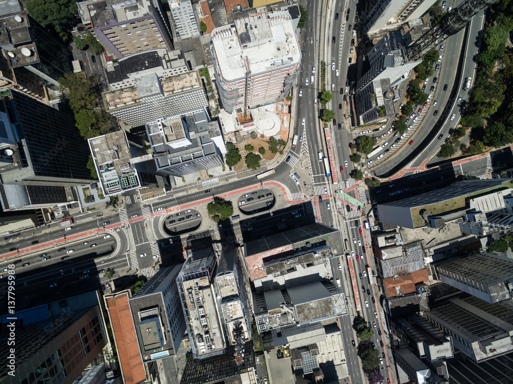 Top View of Paulista Avenue, Sao Paulo, Brazil