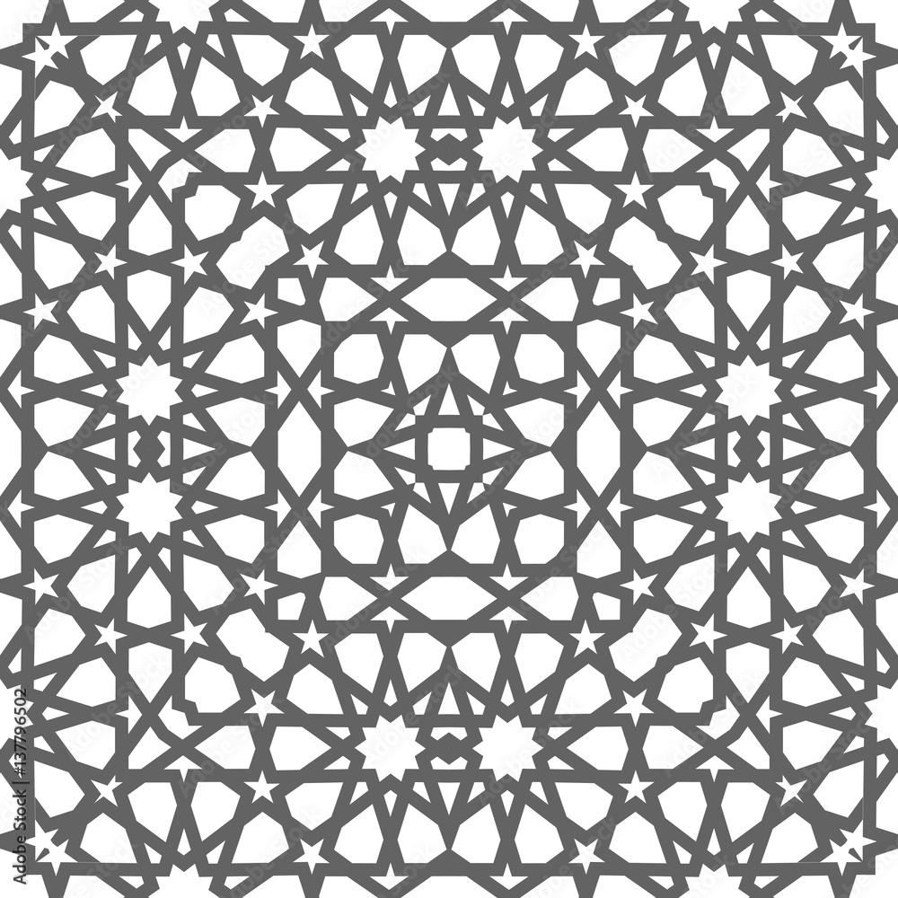 Fototapeta premium Geometric arabic seamless pattern. Abstract islamic vector background.