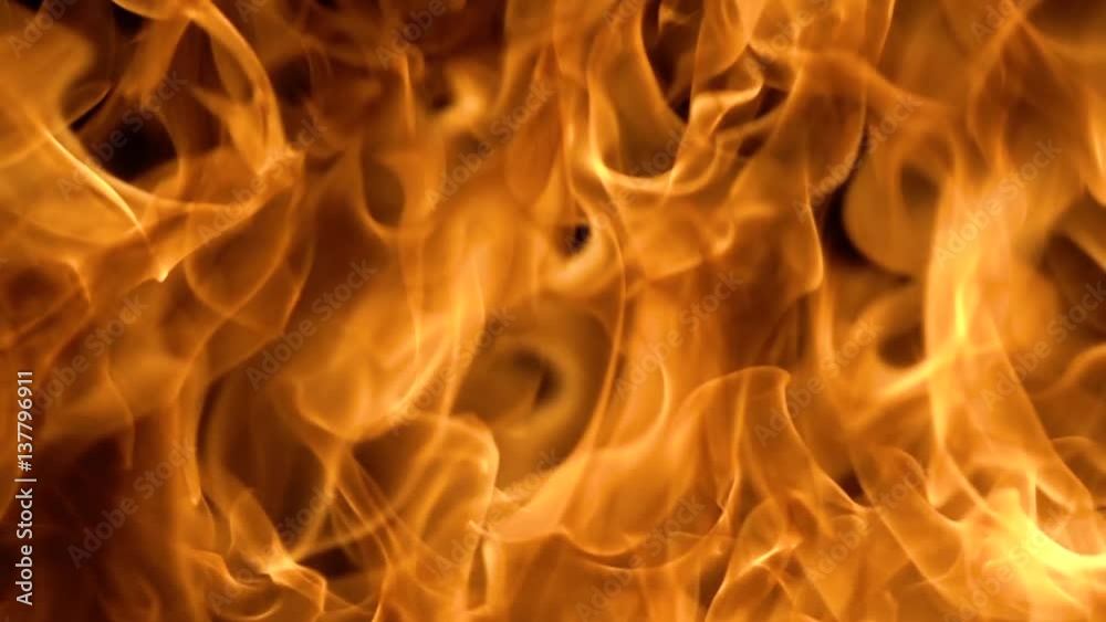 Flames of fire on black background in slow motion Flames of fire on black background in slow motion