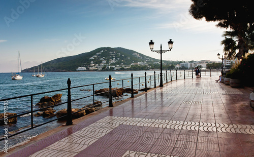 Santa Eulalia del Rio Ibiza. Promenade overlooking the bay. photo