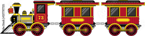 Cartoon Wild West Train and Carriages