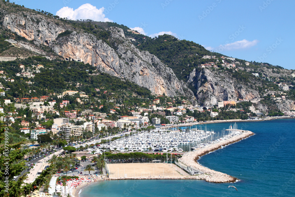 View of port of Menton town in South France, French riviera