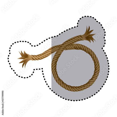 sticker realistic nautical break rope vector illustration