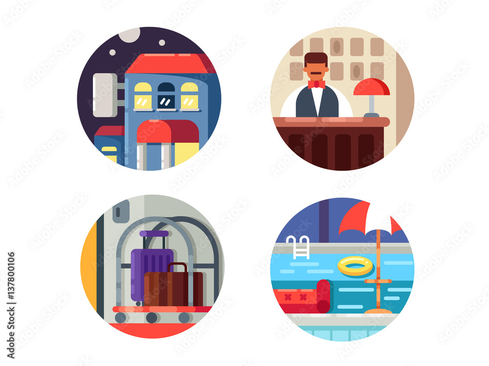 Fotografie Hotel service icons set