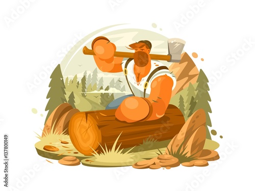 Lumberjack beard and ax