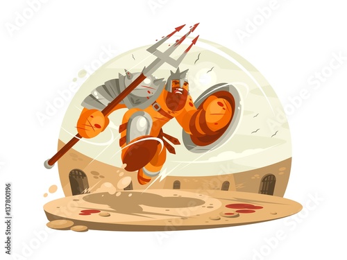 Gladiator in armor with shield