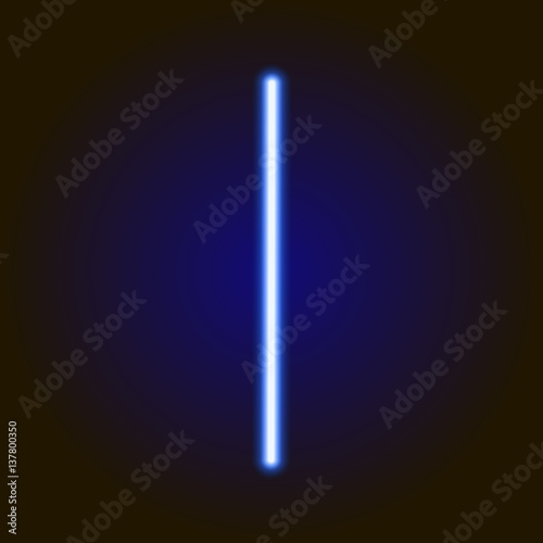 single light blue neon letter I of vector illustration