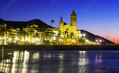 Sunset view of church at Sitges
