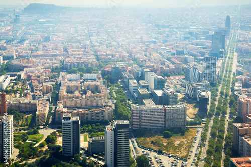 Modern neighbourhoods of Barcelona in Spain  aerial view