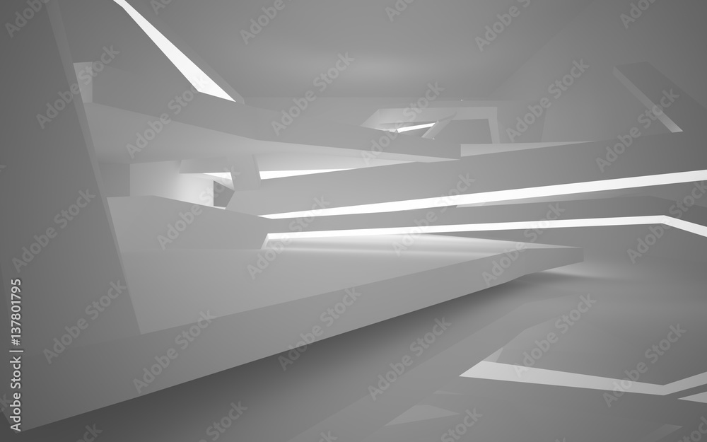 Abstract white interior of the future, with neon lighting. 3D illustration and rendering Abstract white interior of the future, with neon lighting. 3D illustration and rendering