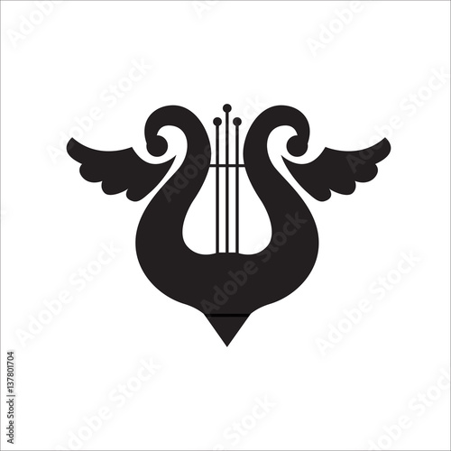 Music school logo. Lyre or cither icon.