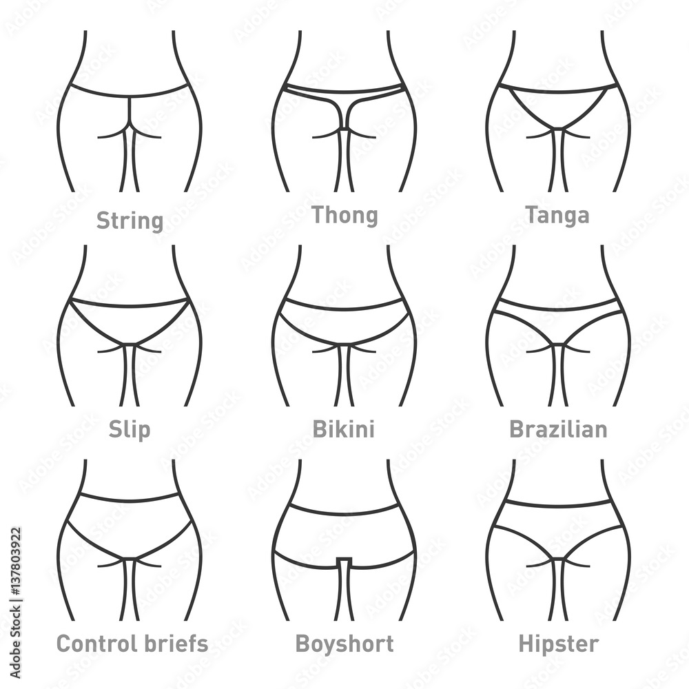 Vetor de Woman underwear panties types. Vector do Stock