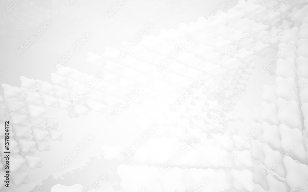 An array of glowing smooth objects. 3D illustration. 3D rendering