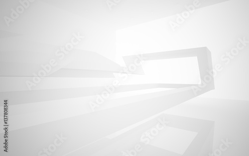 Abstract white interior highlights future. Architectural background. 3D illustration and rendering