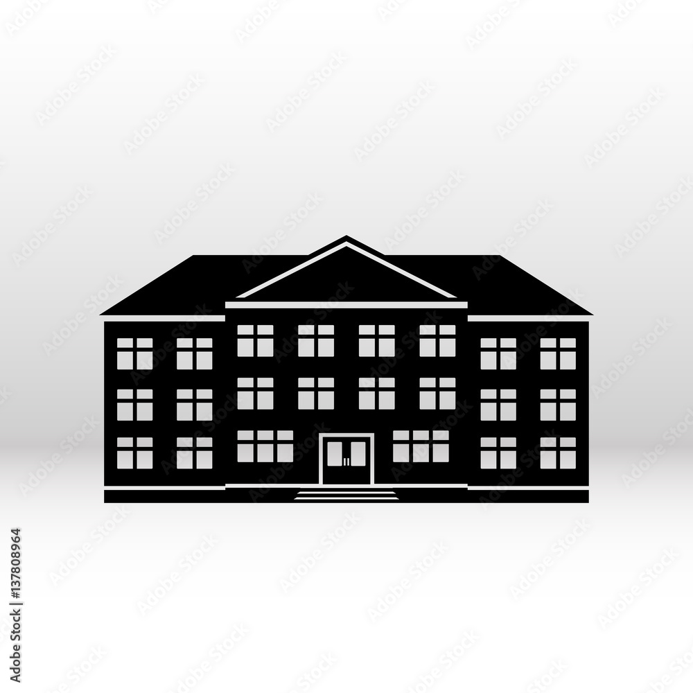 Icon building for your web design. Vector black silhouette in flat style on white background.