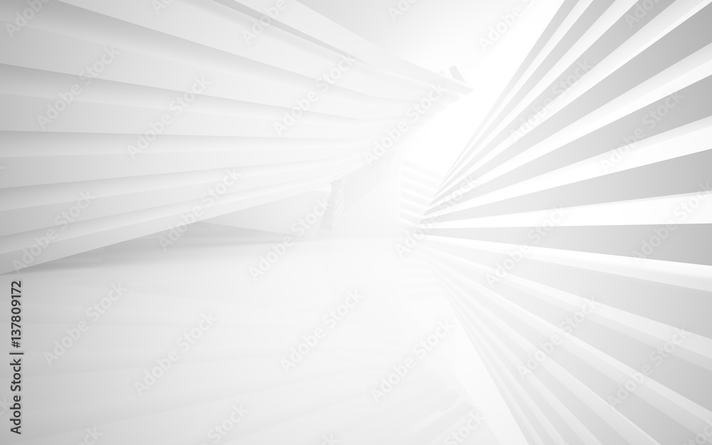 Abstract white interior highlights future. Architectural background. 3D illustration and rendering