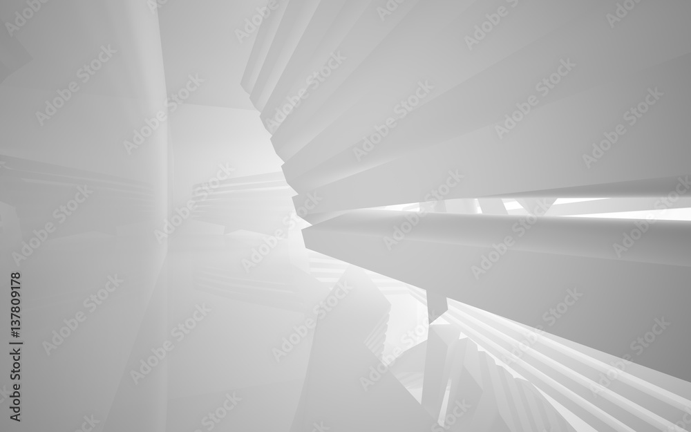 Fototapeta premium Abstract white interior highlights future. Architectural background. 3D illustration and rendering