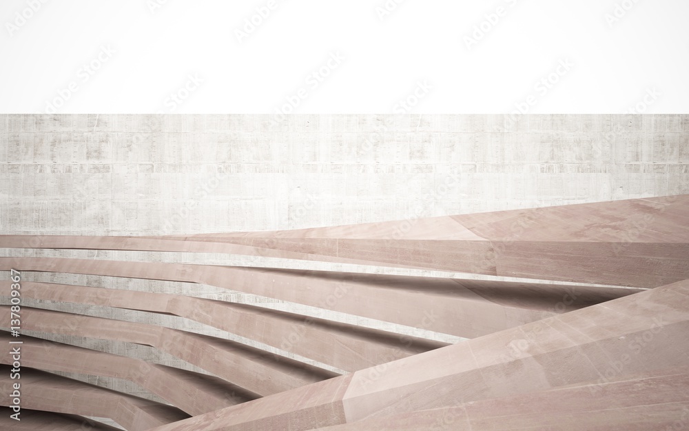 Abstract smooth brown concrete future interior with a large window. Architectural background.. 3D illustration. 3D rendering Abstract smooth brown concrete future interior with a large window. Architectural background.. 3D illustration. 3D rendering