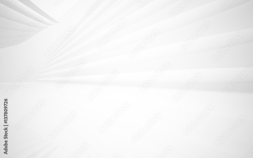 Abstract smooth white interior of the future. Architectural background. 3D illustration and rendering