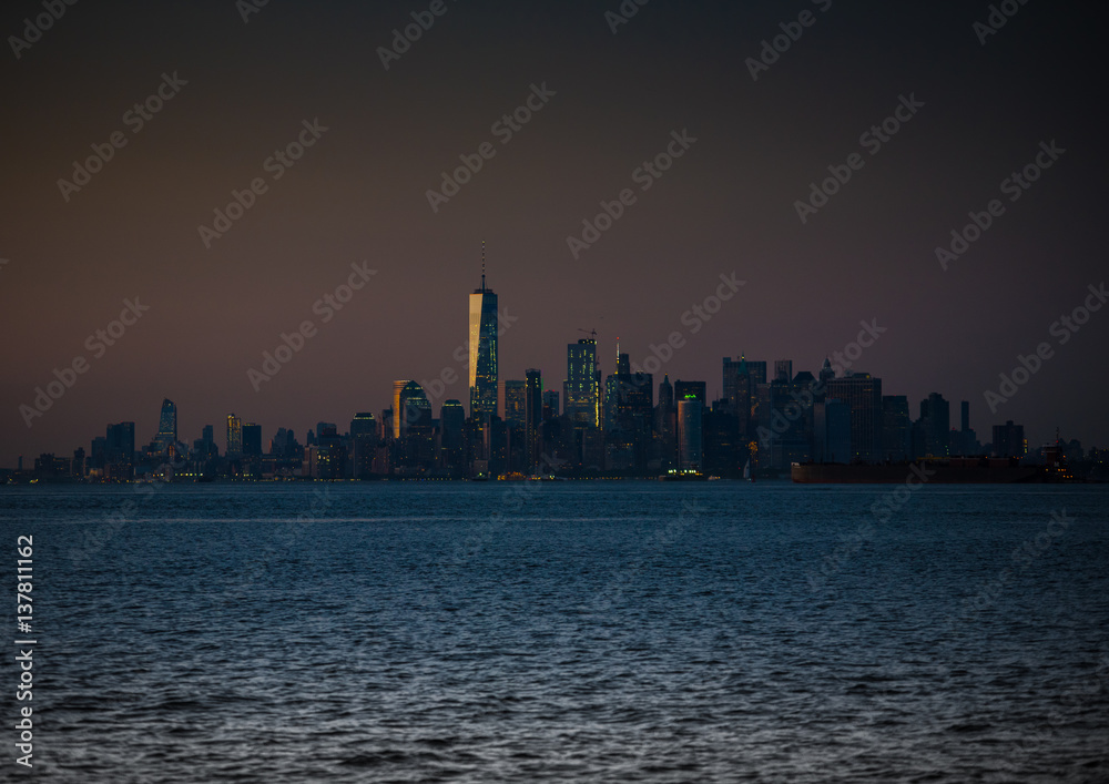 New York City skyline at evening