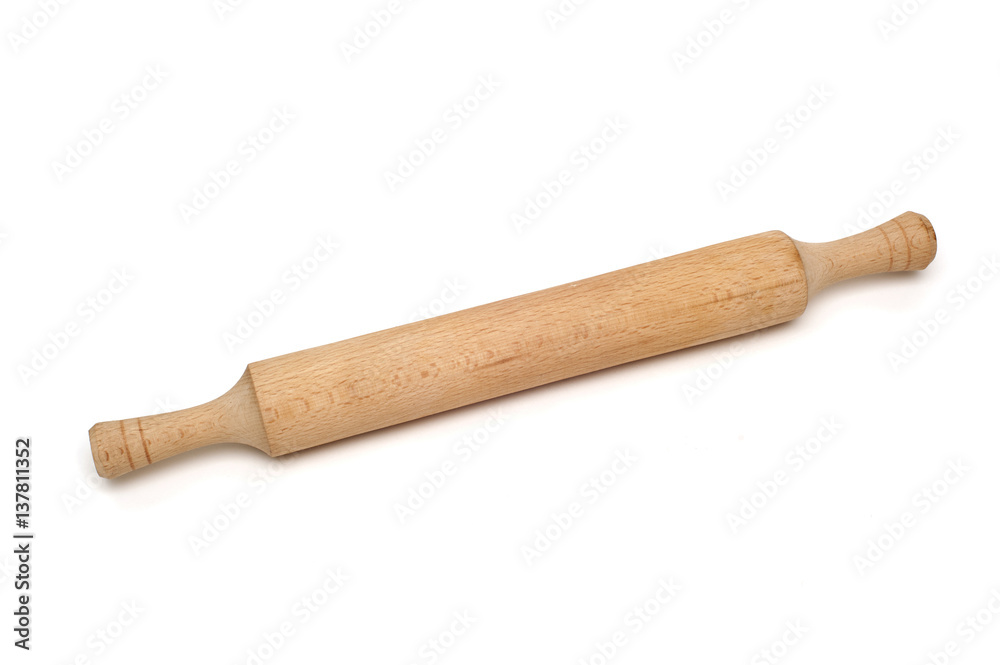rolling pin for dough isolated on a white