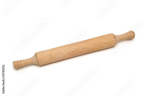 rolling pin for dough isolated on a white