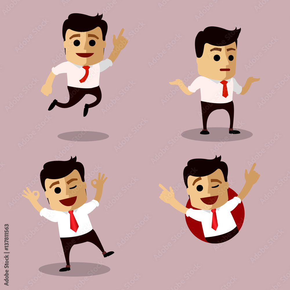 Vector set of manager or business man character. Vector set of manager or business man character.
