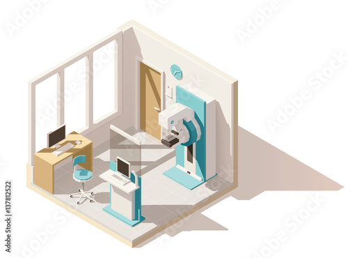 Vector isometric low poly mammography room