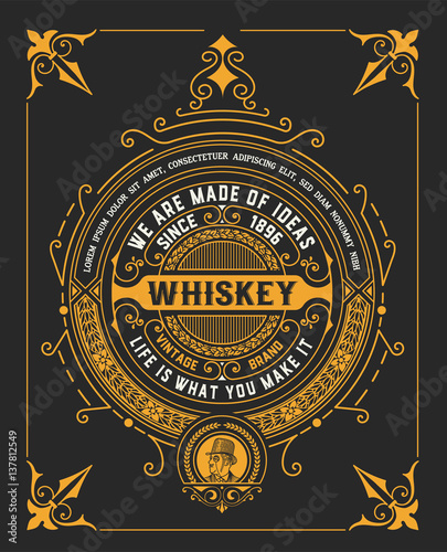old vintage whiskey label design
