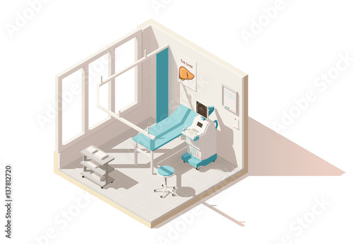 Vector isometric low poly ultrasound room
