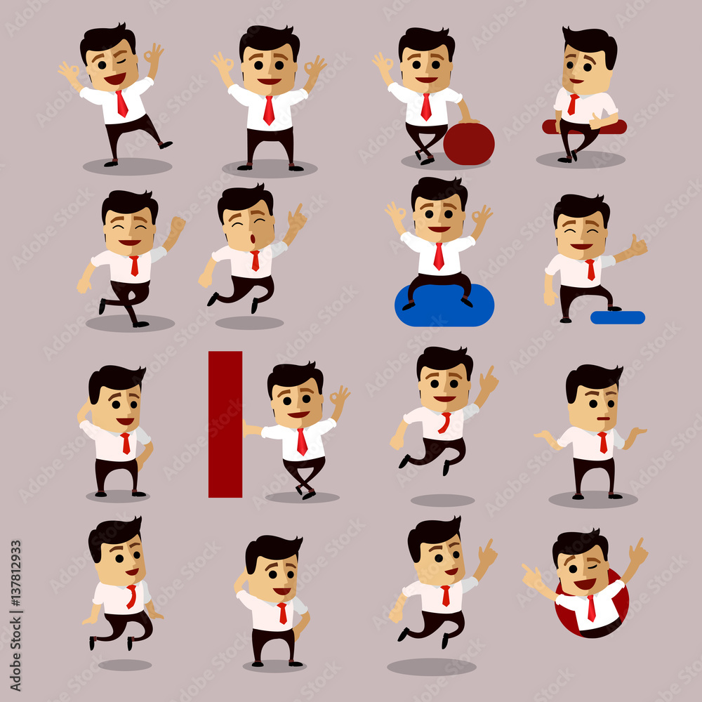 Vector set of manager or business man character. Vector set of manager or business man character.