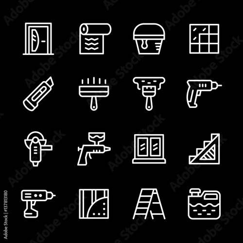 Set line icons of repair