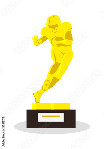 Heisman Memorial Trophy. Gold reward. Vector photo
