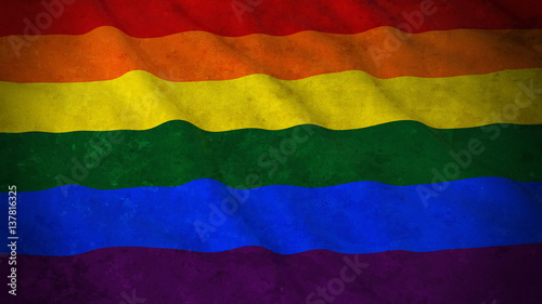 Grunge Flag of Gay Pride - Dirty LGBT Rainbow Flag 3D Illustration