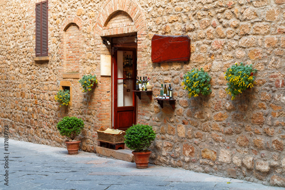 Beautiful medieval town of narrow streets and charming porch
