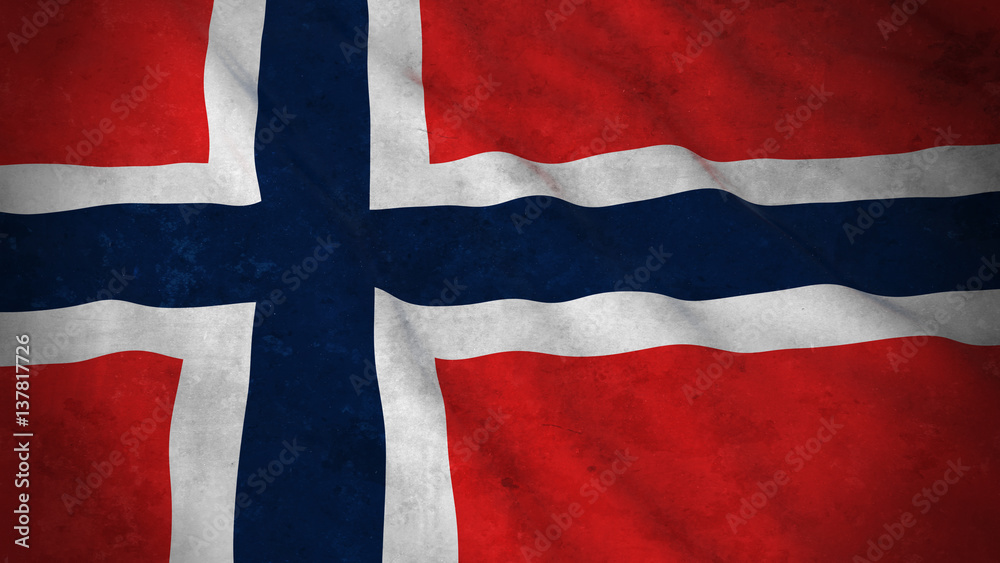 Fototapeta premium Grunge Flag of Norway - Dirty Norwegian Flag 3D Illustration