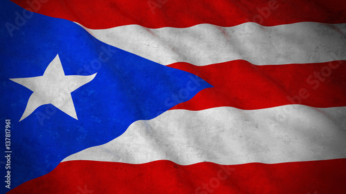 Fotografie Grunge Flag of Puerto Rico - Dirty Puerto Rican Flag 3D Illustration