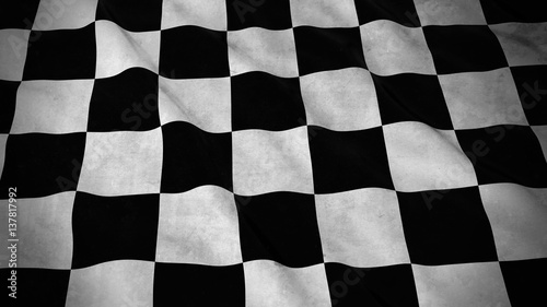 Grunge Flag of Racing Checkers - Dirty Checkered Flag 3D Illustration