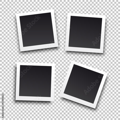 Square frame template with shadows. Vector illustration EPS 10. Isolated on transparent background
