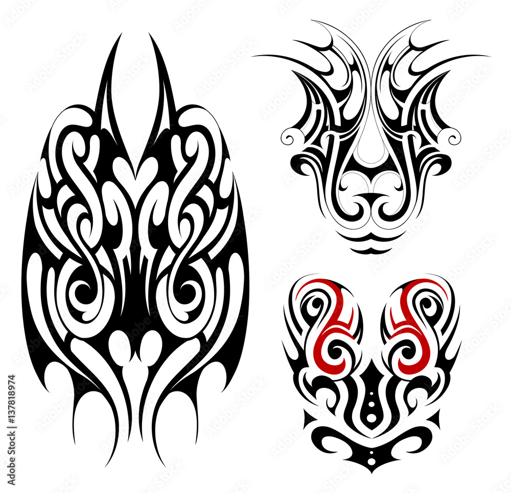 Gothic style tattoo shapes