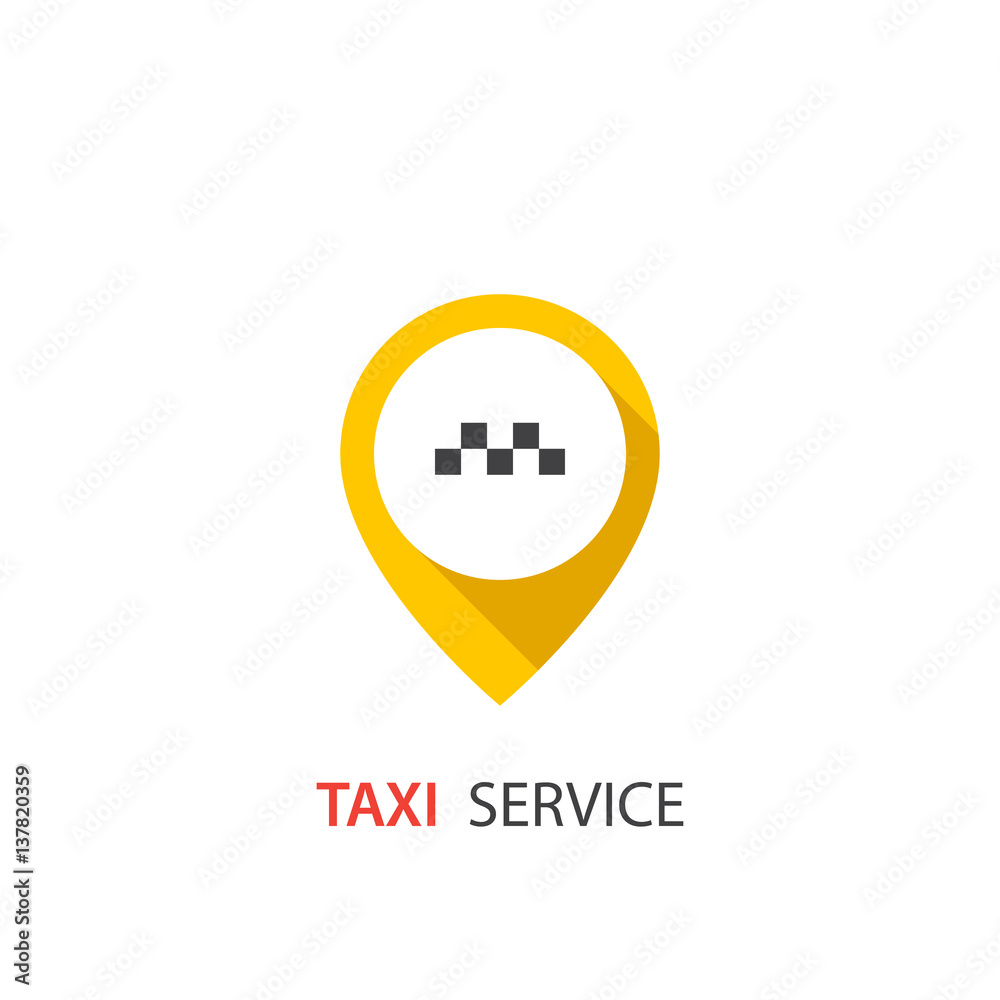 Vector taxi icon. Map pin with taxi sign Vector taxi icon. Map pin with taxi sign