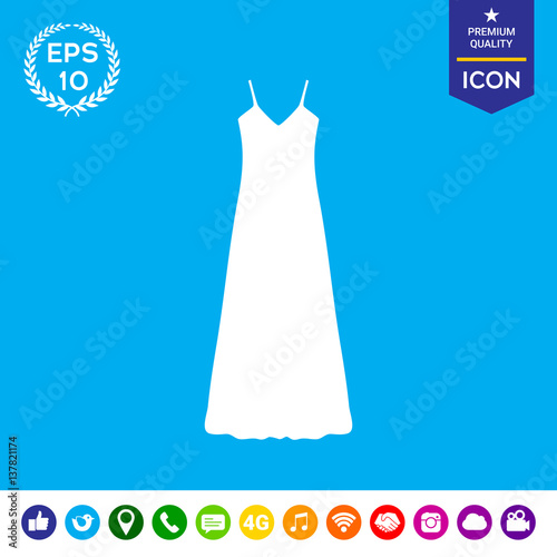 Long Dress, Evening dress, combination or nightie , the silhouette. Menu item in the web design