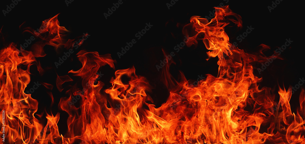 Texture of fire on a black background. Texture of fire on a black background.
