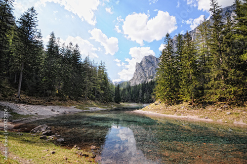 Landscape of the Green lake next to Tragoess in Styria (Austria) photo