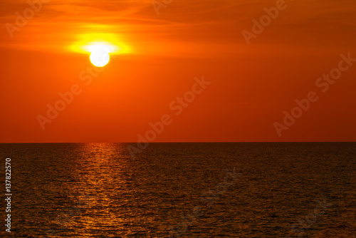 Landscape of sunset with at Nai Yang Beach  Phuket Province  Thailand.