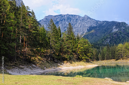 Landscape of the Green lake next to Tragoess in Styria  Austria 