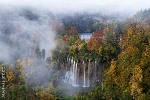 Veliki Prstavci waterfalls close to Gradinsko lake at dawn, Upper Lakes, Plitvice Lakes NP, Croatia, October 2008. Highly commended in GDT European Nature Photographer of the Year competition 2010. photo
