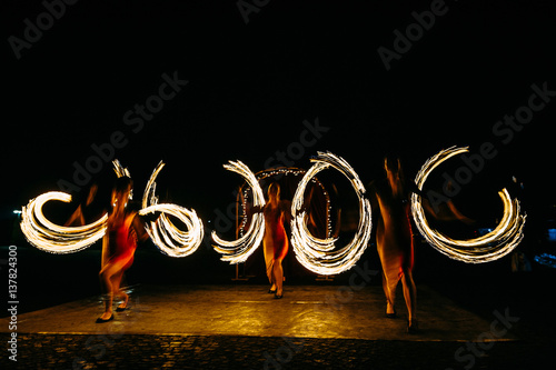 fire show and a lot of the bright sparks in the night