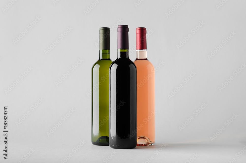 Wine Bottle Mock-Up - Three Bottles Wine Bottle Mock-Up - Three Bottles